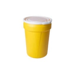 30 Gallon, Plastic Lever-Lock, Lab Plastic Barrel Drum , Yellow - 1601