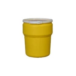 10 Gallon, Plastic Lever-Lock, Lab Pack Plastic Barrel Drum, Yellow - 1609
