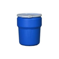 10 Gallon, Plastic Lever-Lock, Lab Pack Plastic Barrel Drum, Blue - 1609B