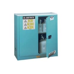 30 Gallon, 1 Shelf, 2 Doors, Manual Close, Corrosives/Acid Steel Safety Cabinet, Sure-Grip® EX, Blue - 893002