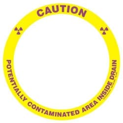 (Trefoil) Caution/Potential Contamination Area Inside Drain - Floor Drain Label