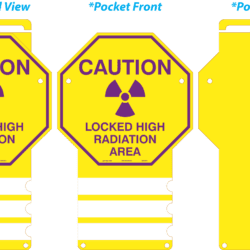 Three Pocket 12" Octagonal Sign - Caution Locked HRA